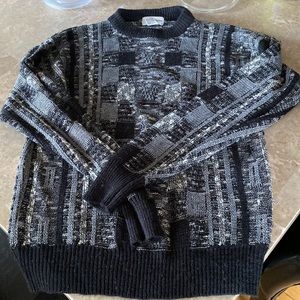 vintage 90’s limited edition Black and white knitted grandpa sweater